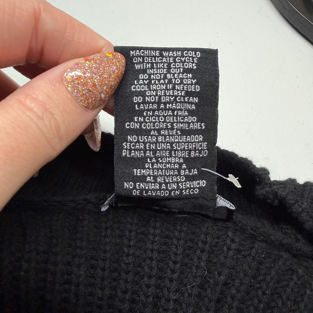 MAX & MIA Black Ribbed Knit Cardigan Open Front Pockets XL 100% Cotton Office - Picture 5 of 7